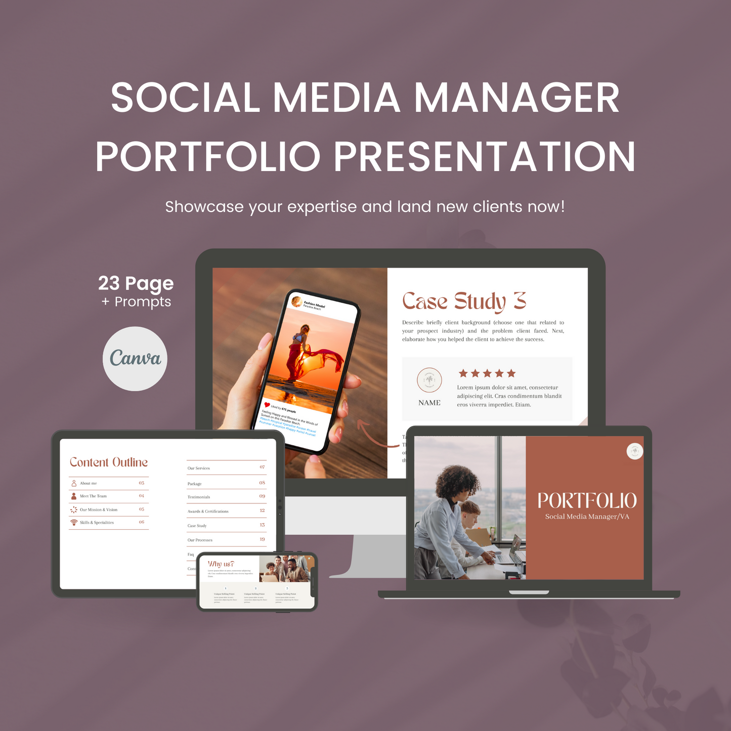 Social Media Manager Portfolio Canva Template