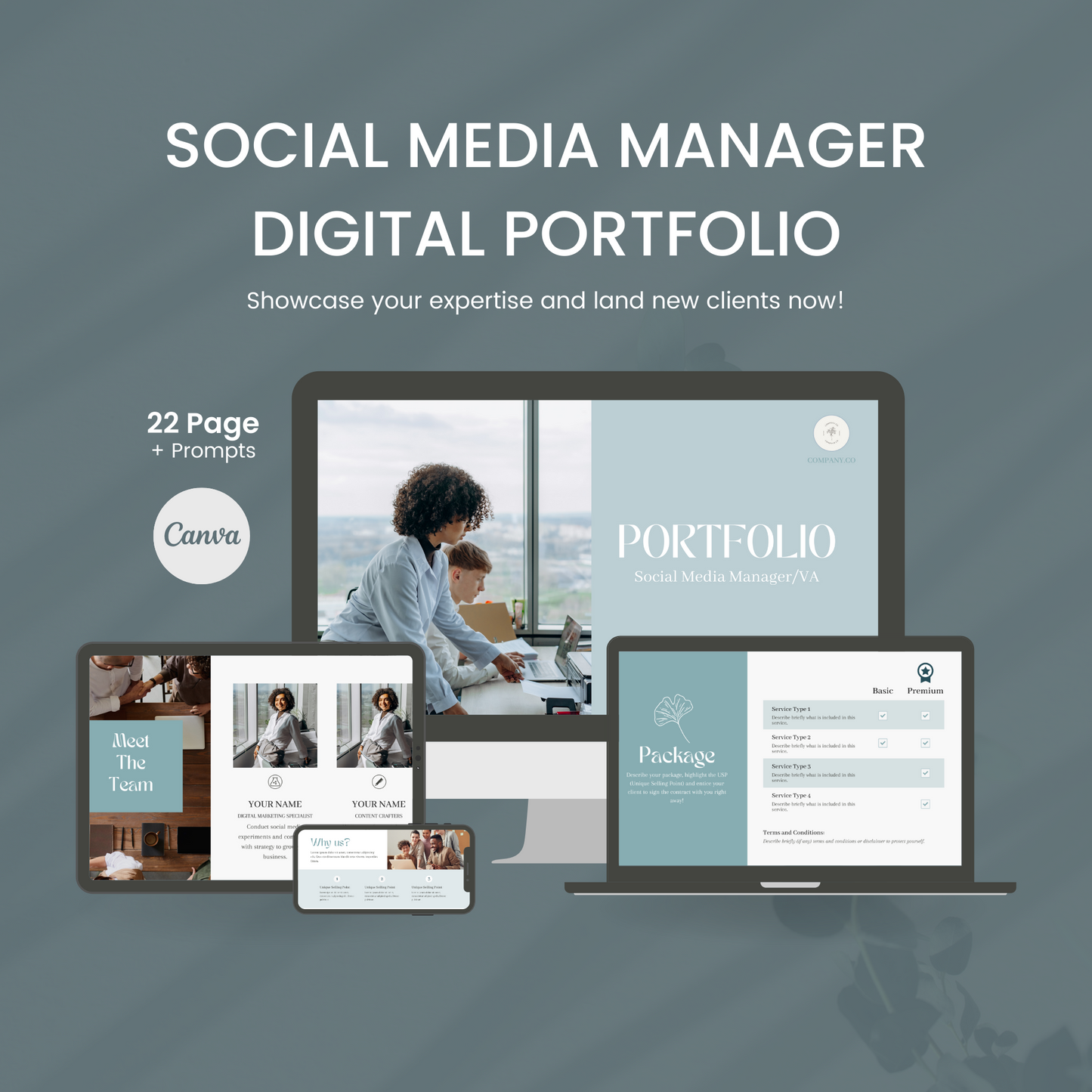 Social Media Manager Portfolio Canva Template