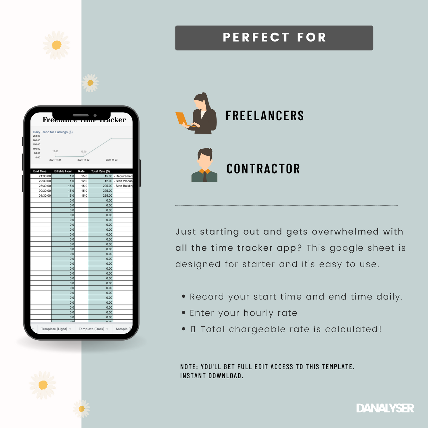 Freelancer Time Tracker Spreadsheets