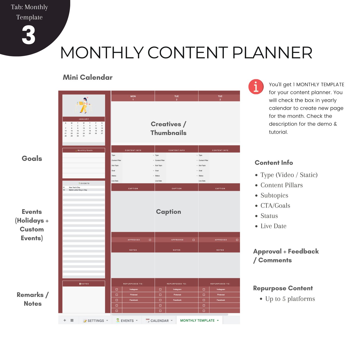 Content Calendar Planner with Holiday Events Tracker