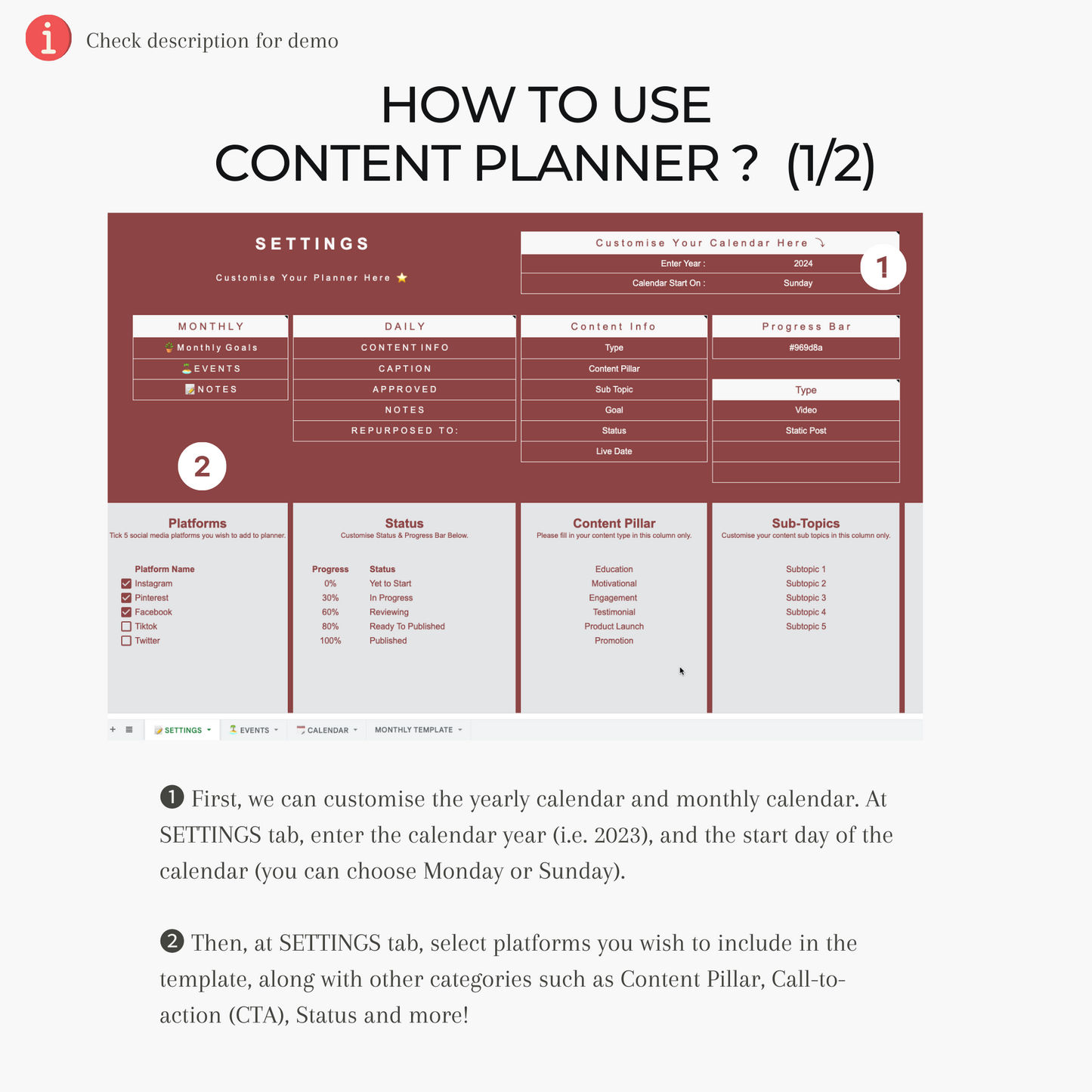 Content Calendar Planner with Holiday Events Tracker