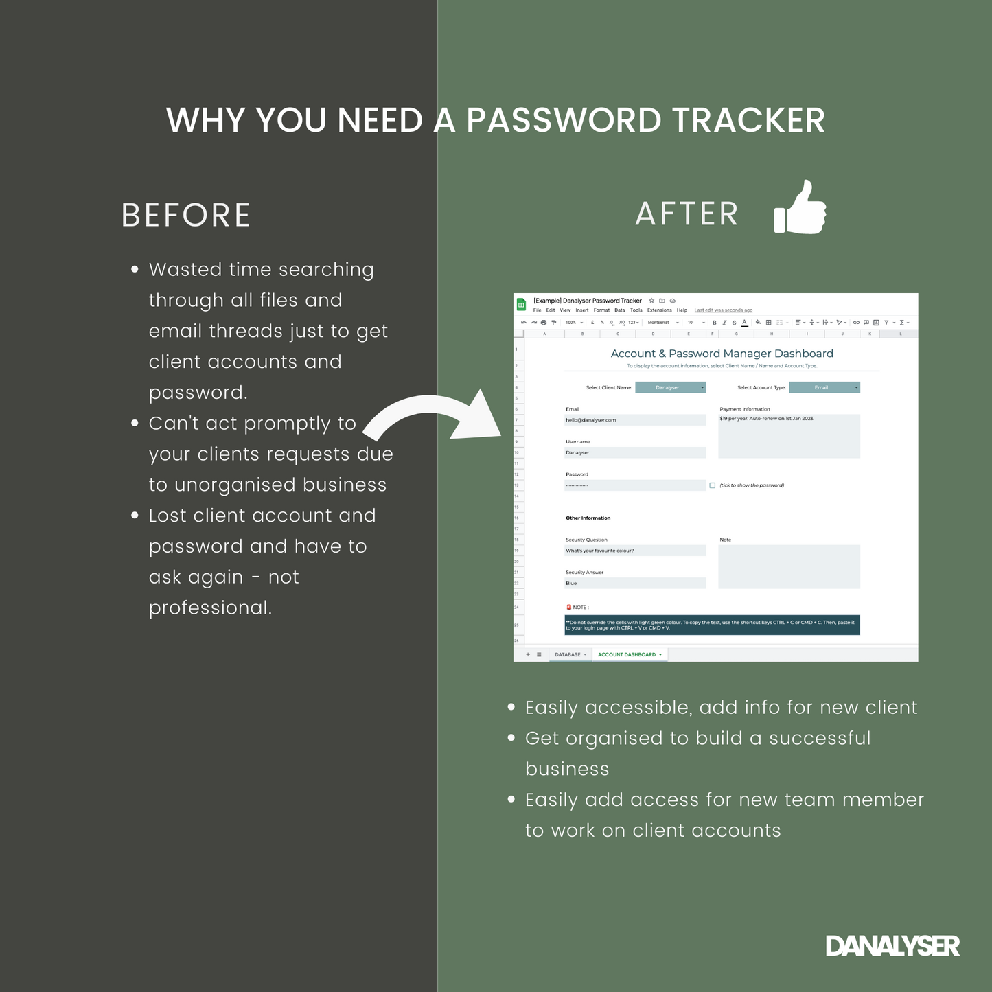 Account & Password Manager Spreadsheets