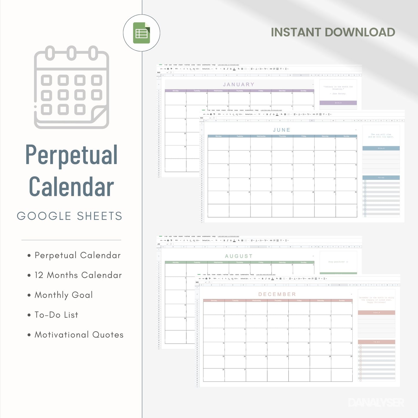 Google Sheets Calendar Planner