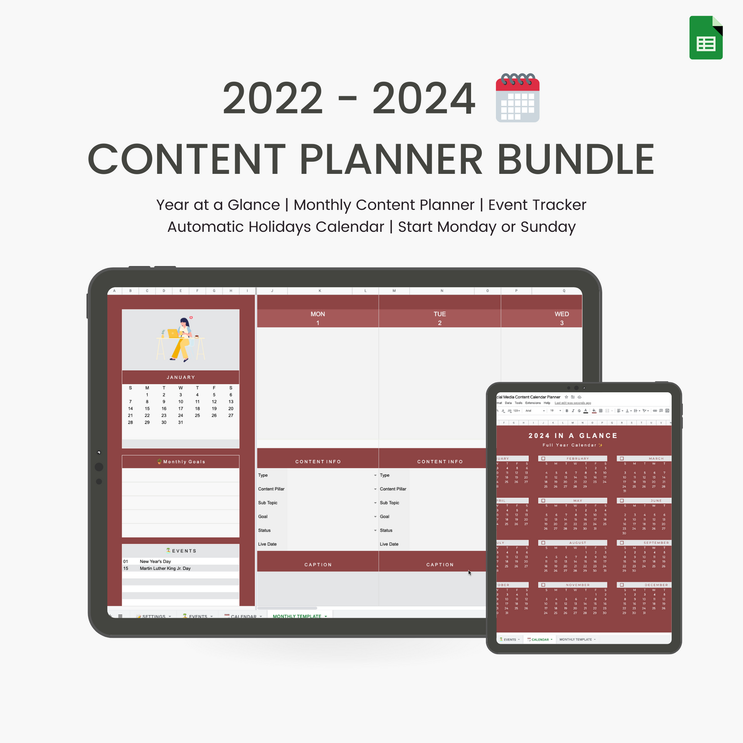 Content Calendar Planner with Holiday Events Tracker