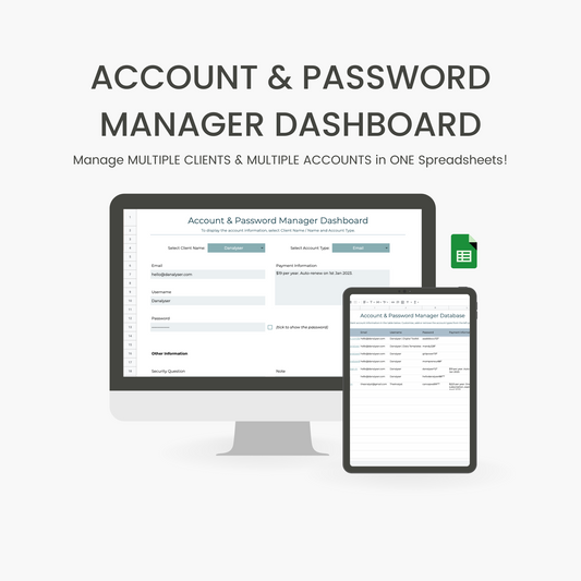 Account & Password Manager Spreadsheets
