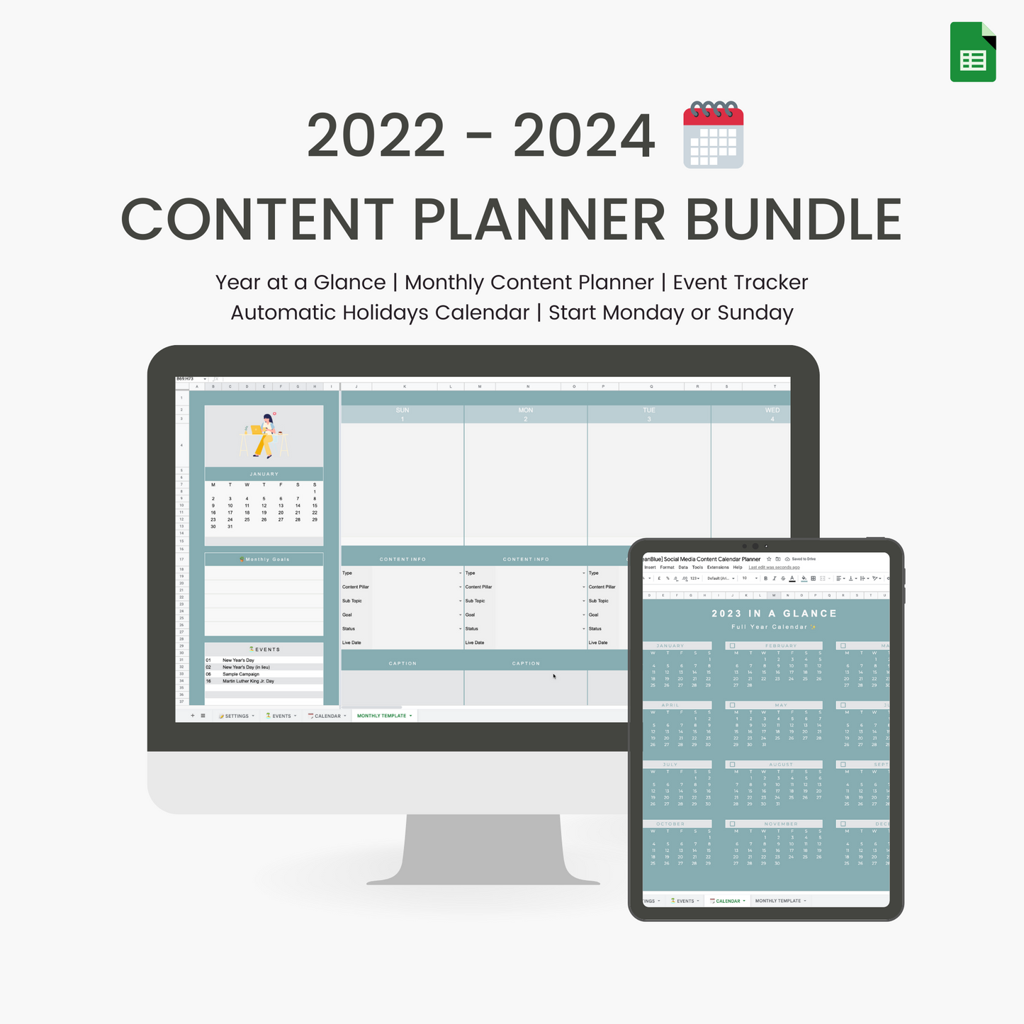 Content Calendar Planner with Holiday Events Tracker