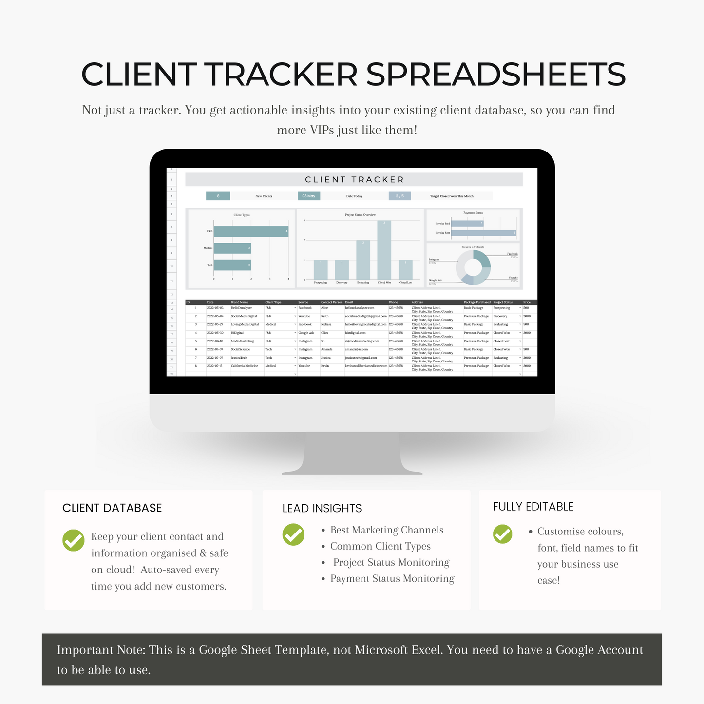 Client Tracker Spreadsheets