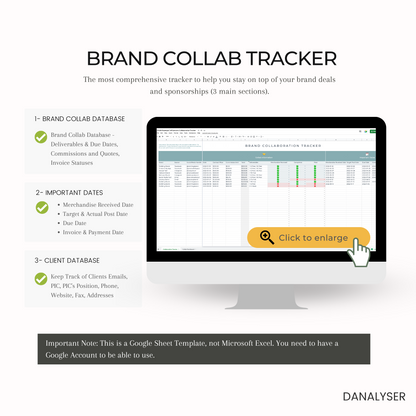 Brand Collaboration Tracker Spreadsheets