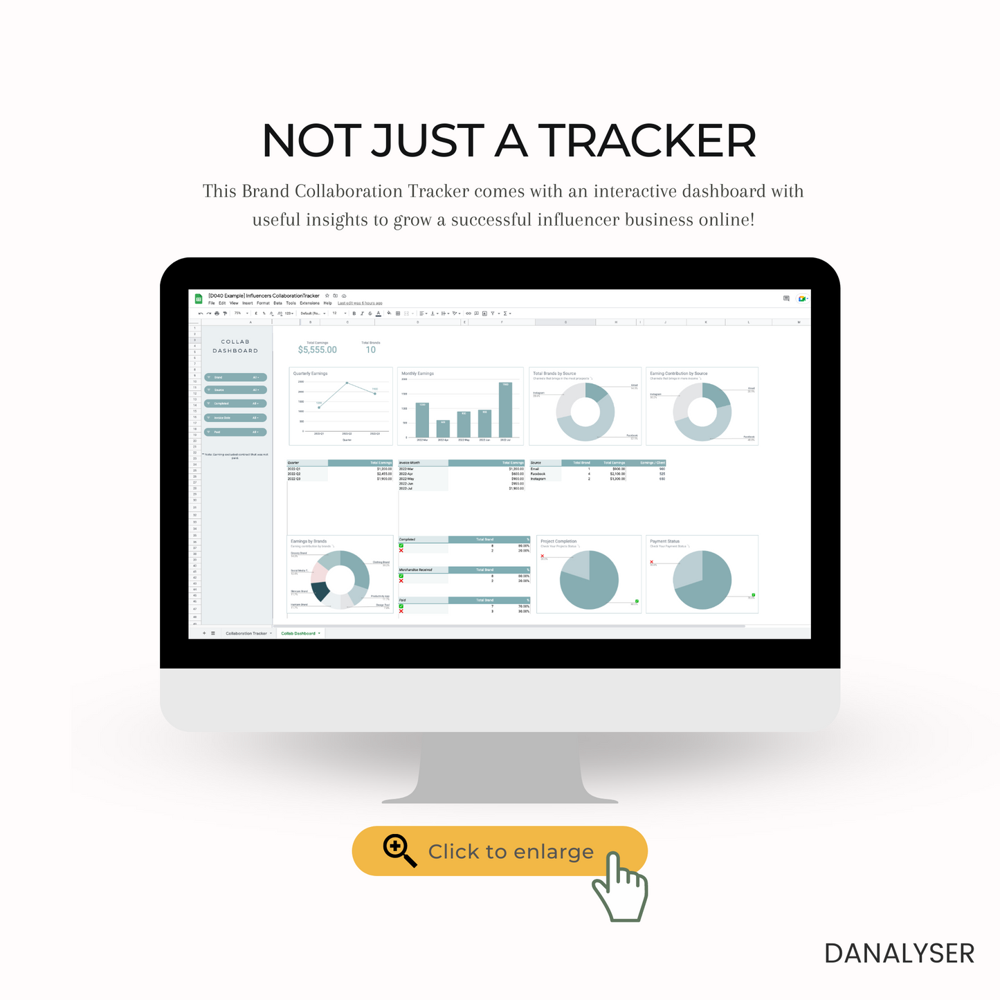 Brand Collaboration Tracker Spreadsheets