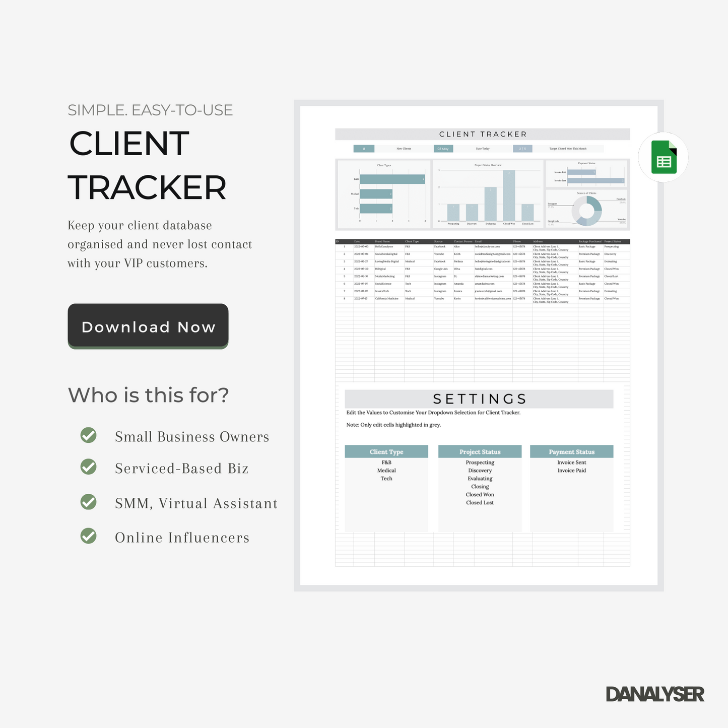 Client Tracker Spreadsheets