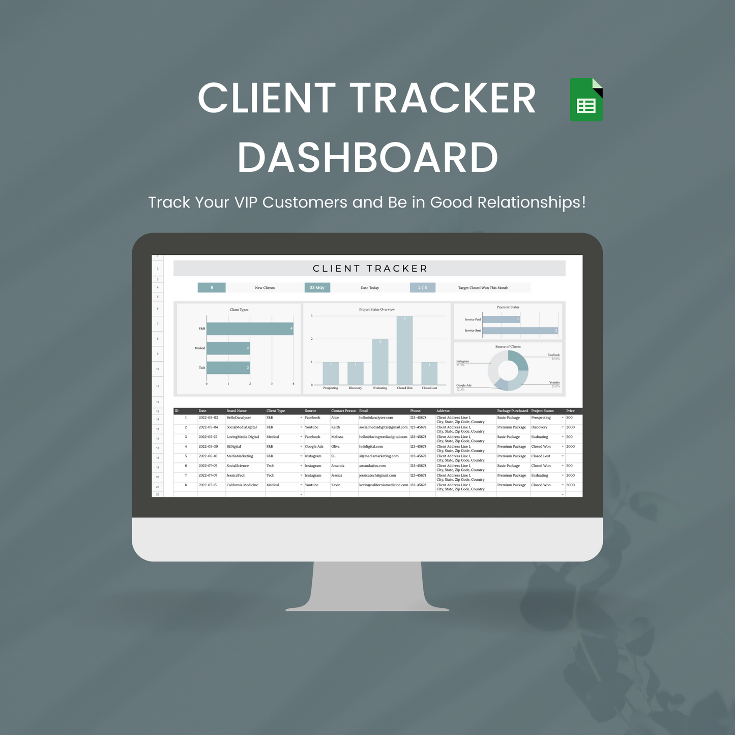 Client Tracker Spreadsheets