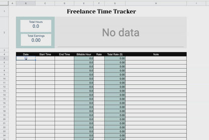 Freelancer Time Tracker Spreadsheets